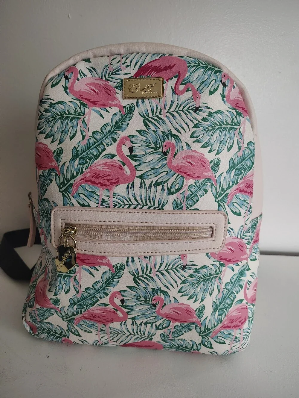 Luv Betsey Betsey Johnson Flamingo Tropical Backpack Pink Faux Leather